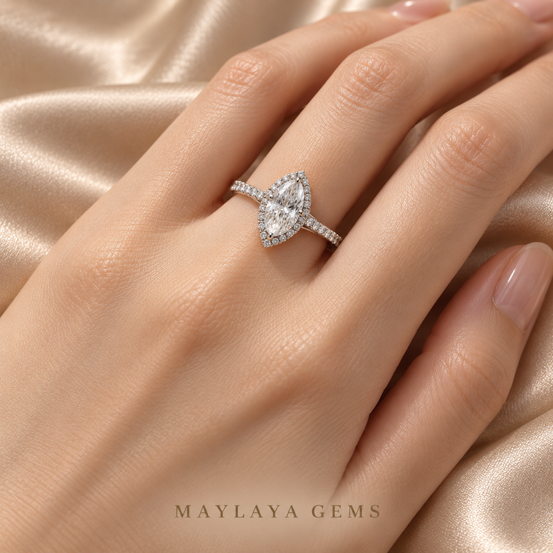 Maylaya Gems M0008 ring worn on a model's hand — realistic angle and fit