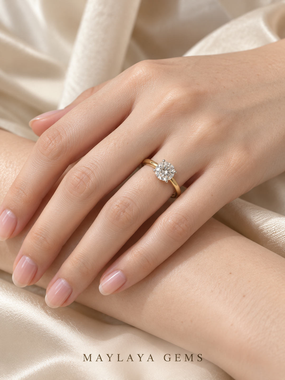 Maylaya Gems M001 ring on a female model hand