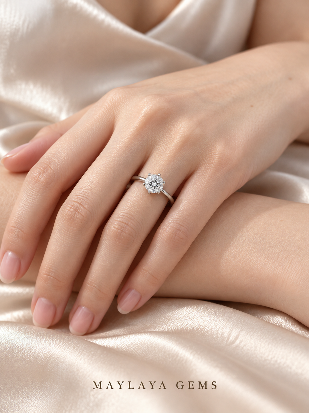 Maylaya Gems M009 ring on a female model hand