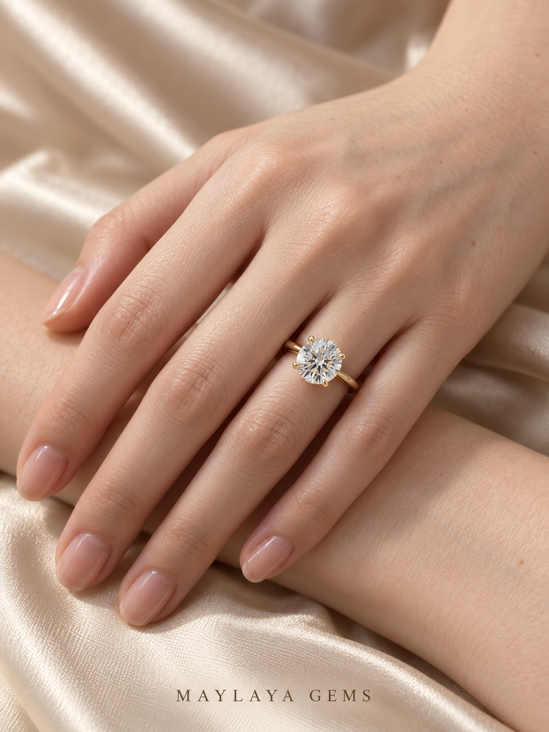 Maylaya Gems M035 ring on a female model hand