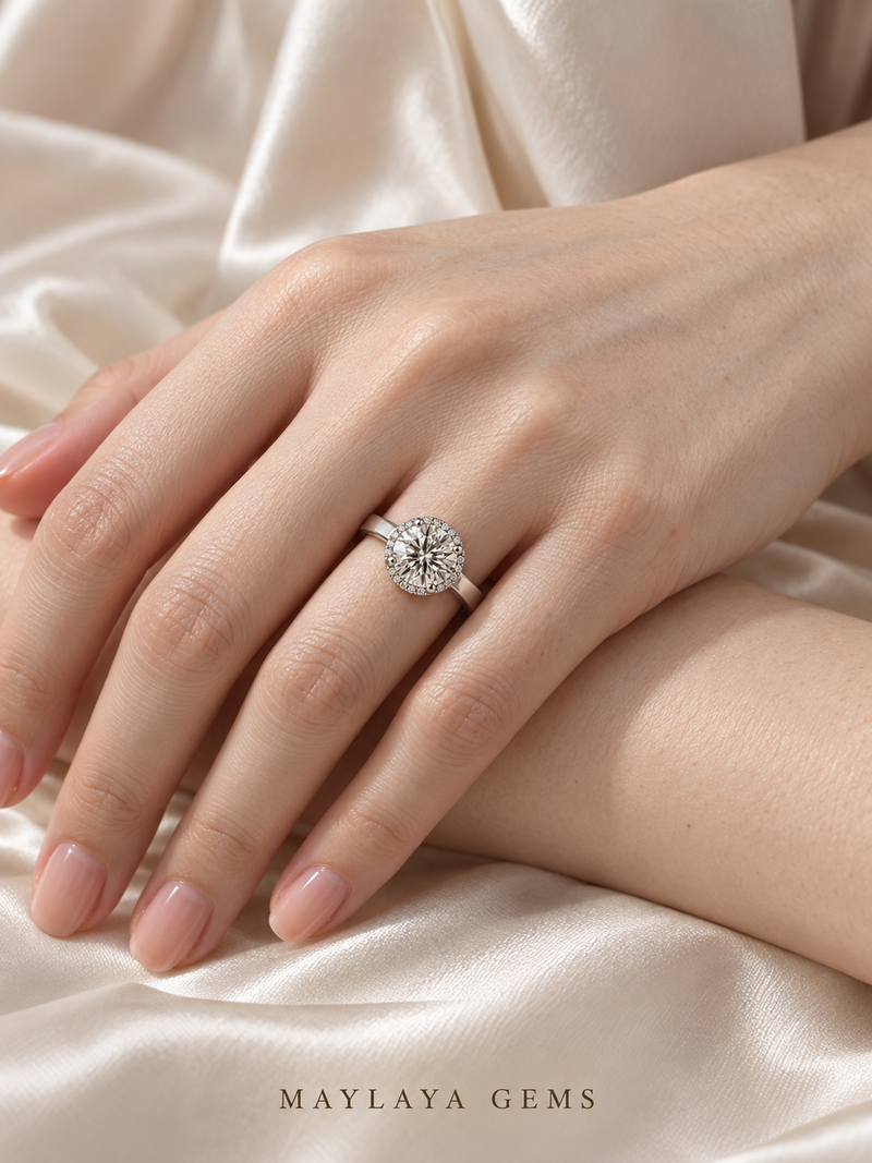 Maylaya Gems M045 ring on a female model hand
