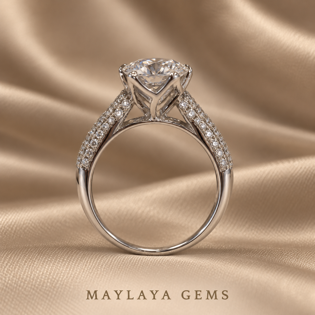 9K Gold 3.02 ct Round Diamond Ring — M083B