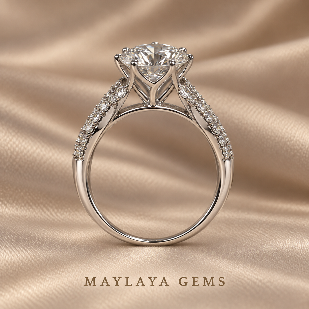 9K Gold 3.02 ct Round Diamond Ring — M083B
