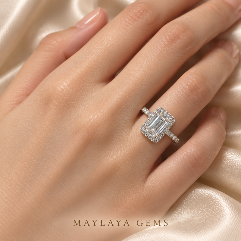 Maylaya Gems M100 ring worn on a model's hand — realistic angle and fit