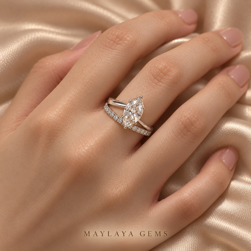 Maylaya Gems M109 ring worn on a model's hand — realistic angle and fit