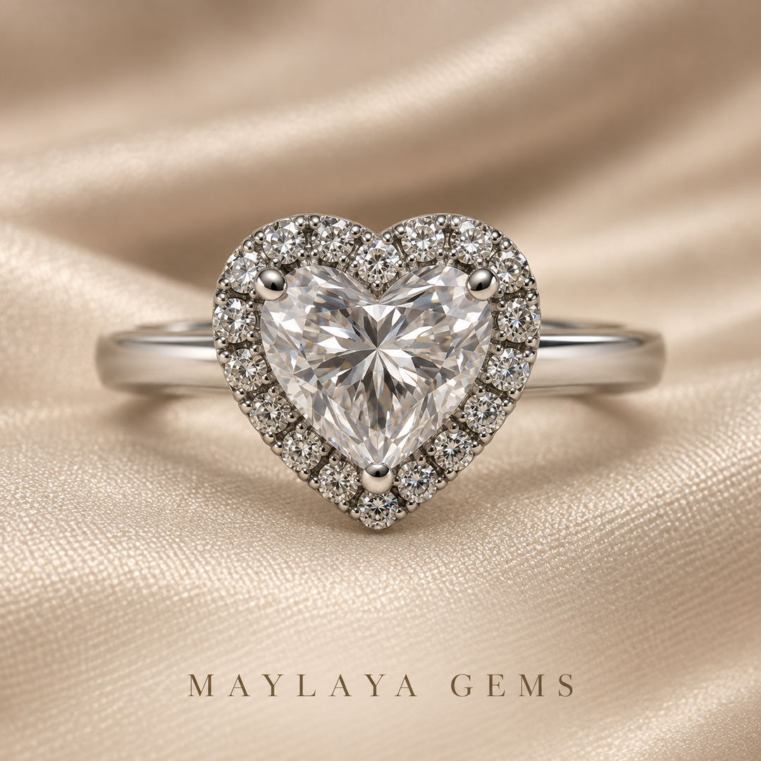 Maylaya Gems M119 heart diamond ring — rendered front view