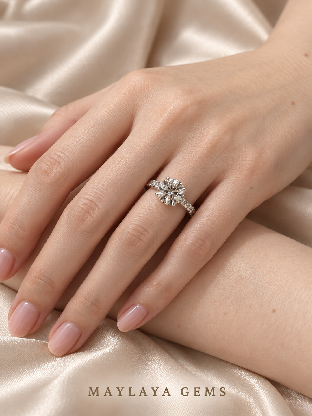 Maylaya Gems M171 ring on a female model hand