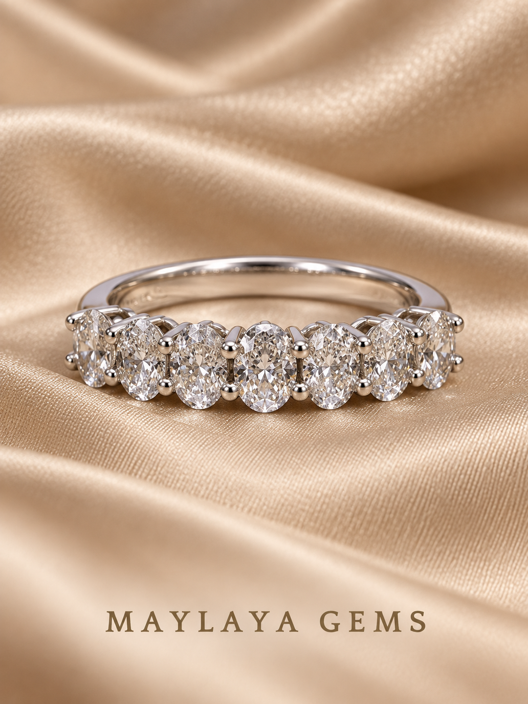9K Gold 1.05 ct Oval Diamond Band — M198 — view 1