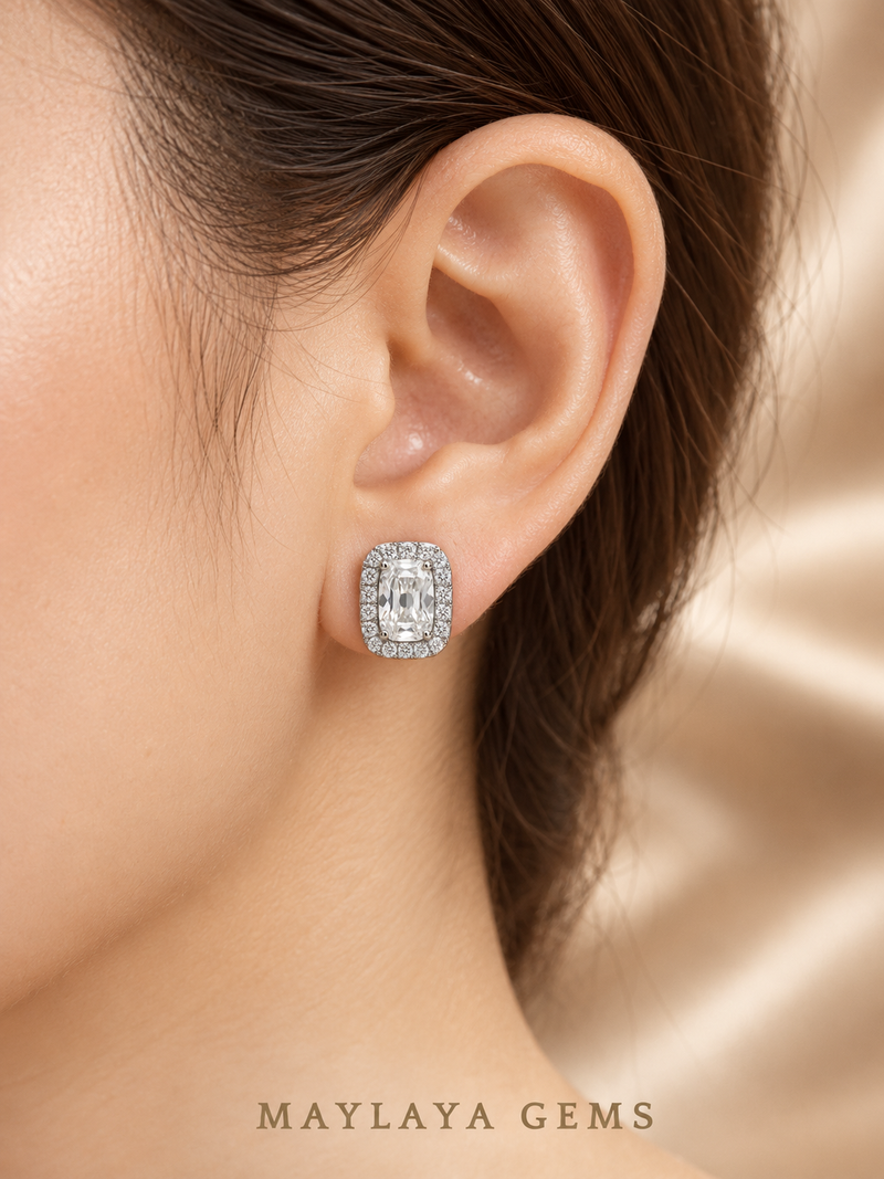 Maylaya Gems MGE8A earrings worn on a model's ear
