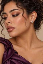 Load image into Gallery viewer, Maylaya Gems 9K Gold 2.09 ct Round Lab-Grown Diamond Earrings — Stk id-71 — AI-generated young adult model in eveningwear / ภาพจำลองนางแบบสวมเครื่องประดับด้วย AI
