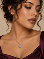 Load image into Gallery viewer, Maylaya Gems 9K Gold 1.07 ct Heart Diamond Necklace — JF027 — AI-generated young adult model in eveningwear / ภาพจำลองนางแบบสวมเครื่องประดับด้วย AI
