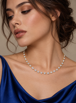 Load image into Gallery viewer, Maylaya Gems 21.49 ct Mixed-Cut Lab-Grown Diamond Necklace — AI-generated young adult model in eveningwear / ภาพจำลองนางแบบสวมเครื่องประดับด้วย AI
