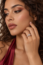 Load image into Gallery viewer, Maylaya Gems 9K Gold 1.54 ct Round Diamond Ring — Stk92/B036 — AI-generated young adult model in eveningwear / ภาพจำลองนางแบบสวมเครื่องประดับด้วย AI
