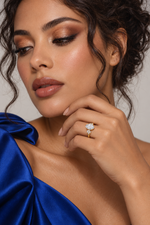 Load image into Gallery viewer, Maylaya Gems 1.3 ct Oval Lab-Grown Diamond Ring - 20#10002L — AI-generated young adult model in eveningwear / ภาพจำลองนางแบบสวมเครื่องประดับด้วย AI
