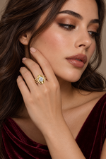Load image into Gallery viewer, Maylaya Gems 1 ct Round Lab-Grown Diamond Ring — AI-generated young adult model in eveningwear / ภาพจำลองนางแบบสวมเครื่องประดับด้วย AI
