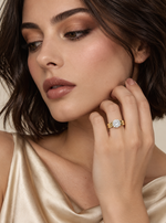 Load image into Gallery viewer, Maylaya Gems 1.25 ct Round Lab-Grown Diamond Ring — AI-generated young adult model in eveningwear / ภาพจำลองนางแบบสวมเครื่องประดับด้วย AI

