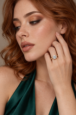 Load image into Gallery viewer, Maylaya Gems 2.1 ct Round Lab-Grown Diamond Ring — AI-generated young adult model in eveningwear / ภาพจำลองนางแบบสวมเครื่องประดับด้วย AI
