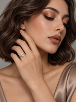 Load image into Gallery viewer, Maylaya Gems 9K Gold 1.09 ct Oval Diamond Ring — M208 — AI-generated young adult model in eveningwear / ภาพจำลองนางแบบสวมเครื่องประดับด้วย AI
