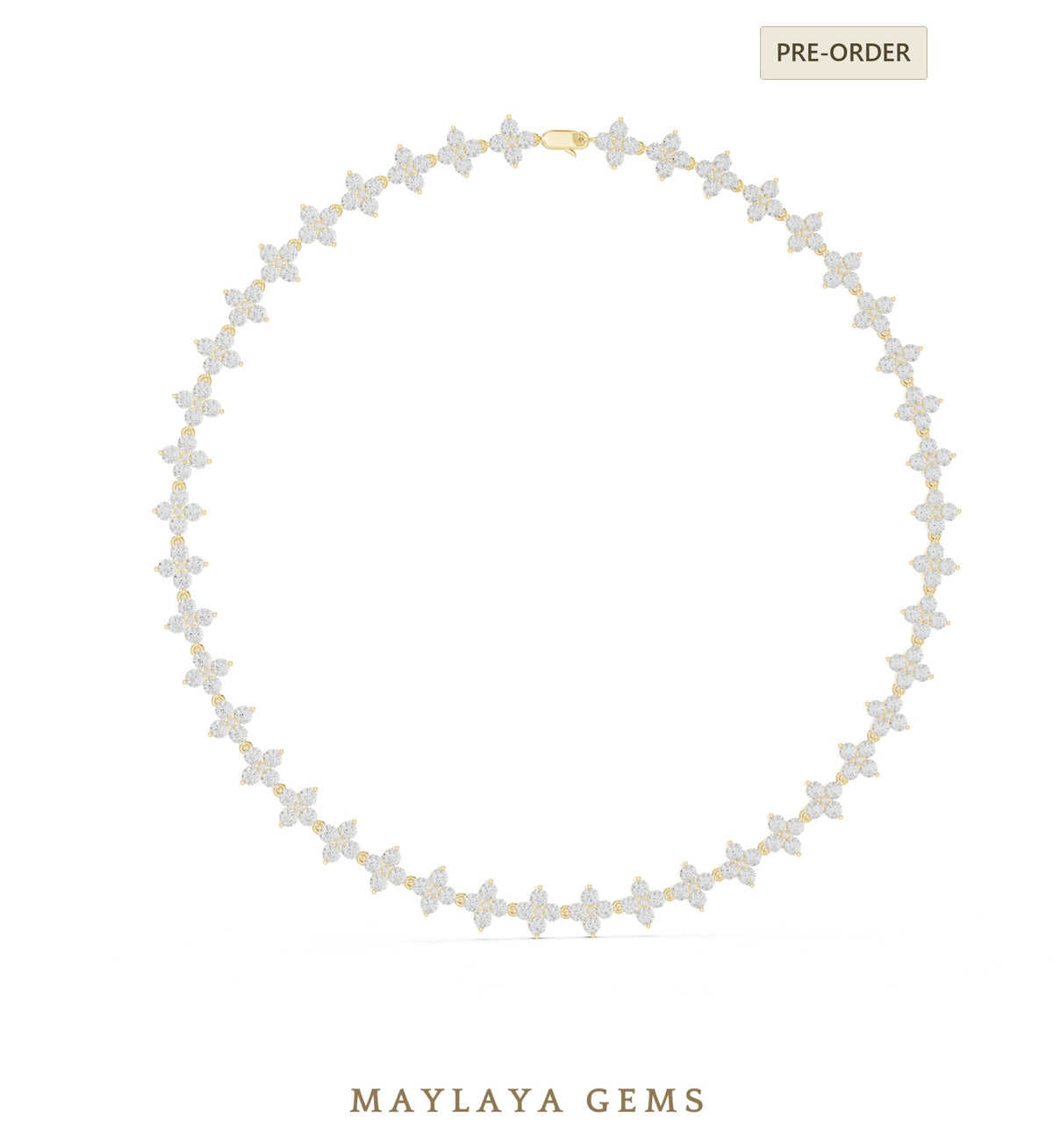 Maylaya gems necklace in yellow gold