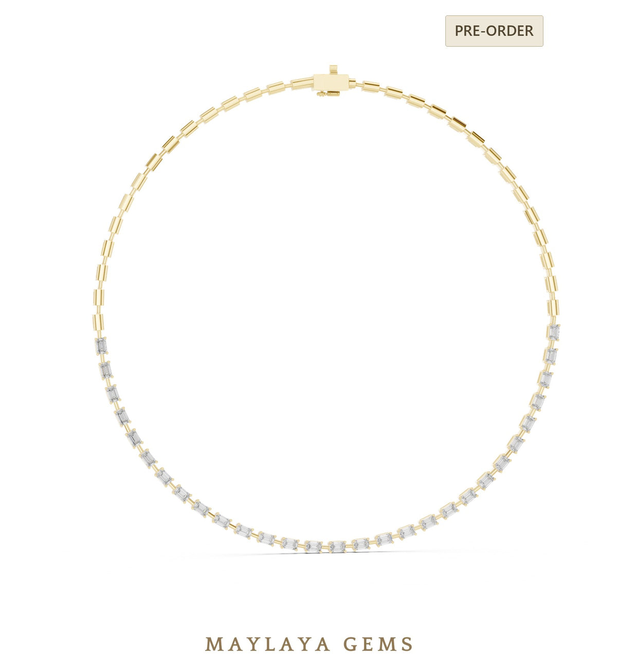 Maylaya gems necklace in yellow gold