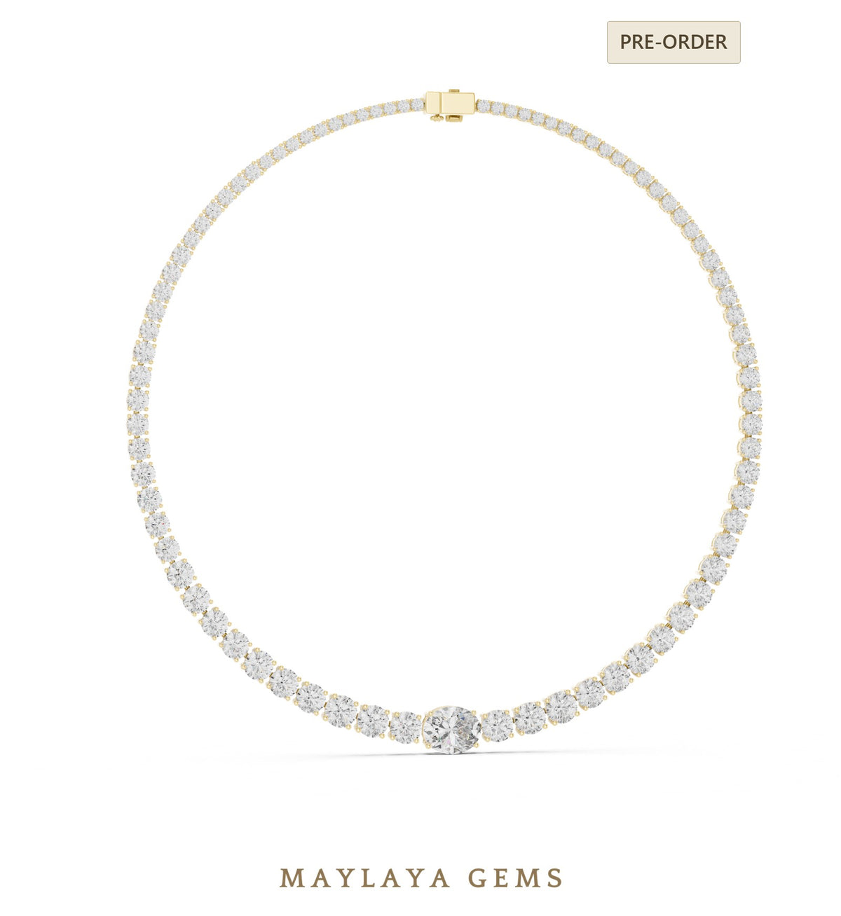Maylaya gems necklace in yellow gold