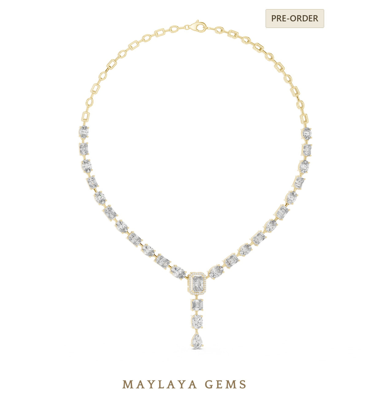 Maylaya gems necklace in yellow gold