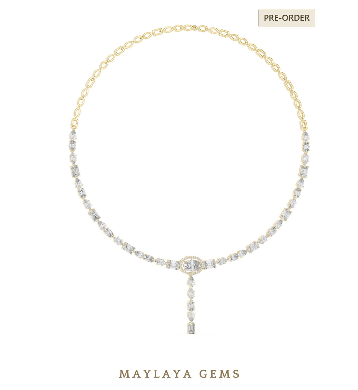 Maylaya gems necklace in yellow gold