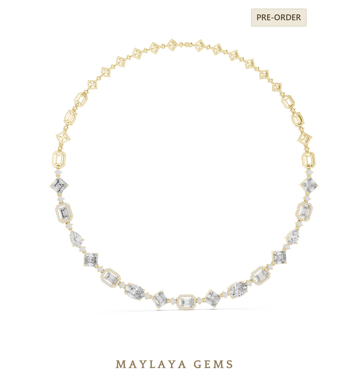 Maylaya gems necklace in yellow gold