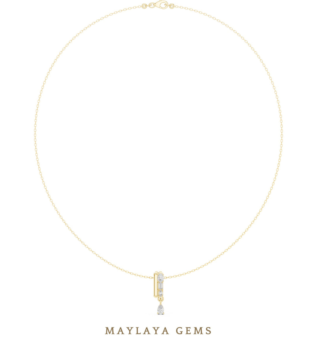 Maylaya Gems pendant in yellow gold - pendant only, chain not included