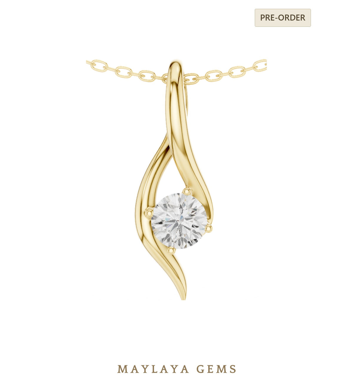 Maylaya gems pendant in yellow gold   pendant only, chain not included