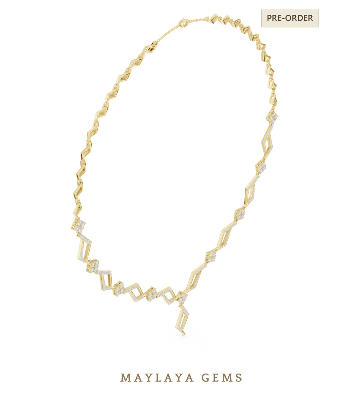 Maylaya gems necklace in yellow gold