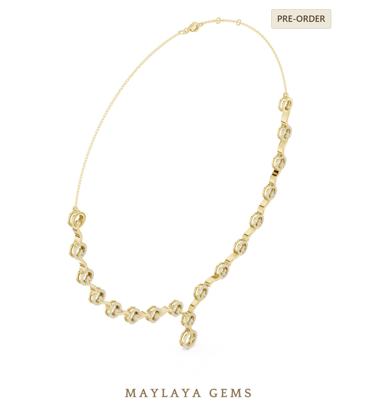 Maylaya gems necklace in yellow gold