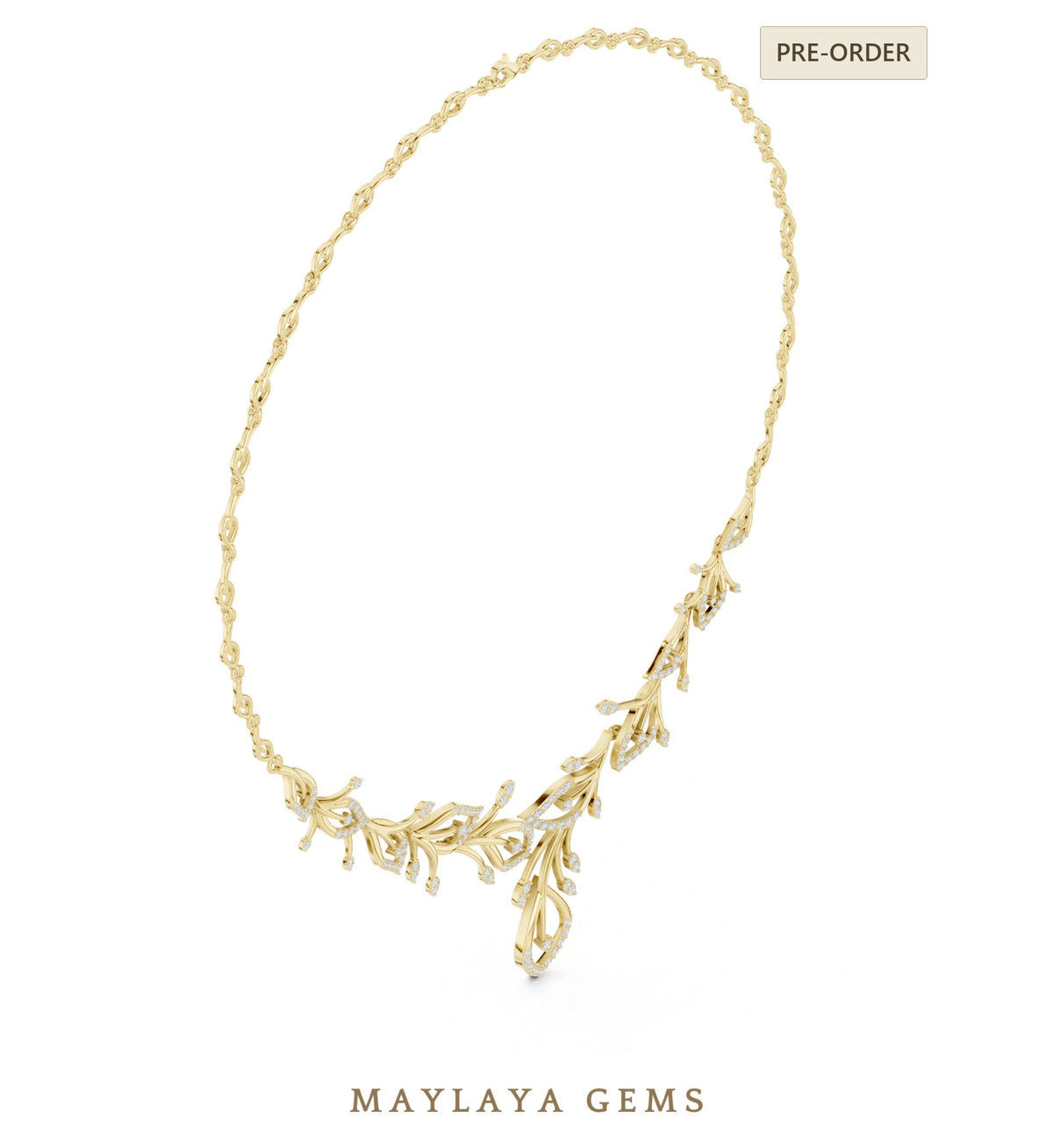 Maylaya gems necklace in yellow gold