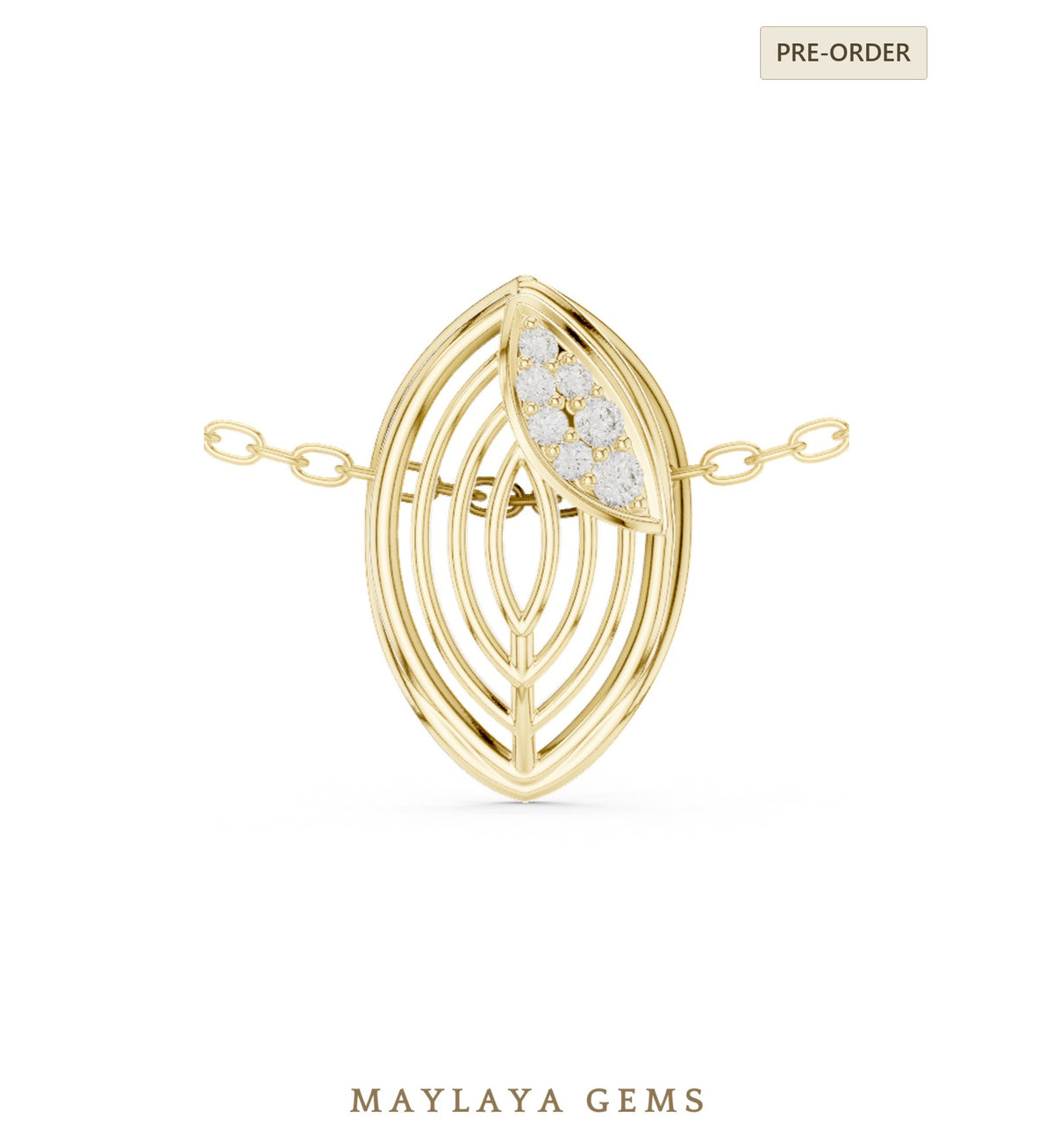 Maylaya gems pendant in yellow gold   pendant only, chain not included