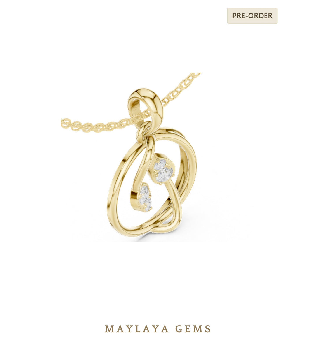 Maylaya Gems pendant in yellow gold - pendant only, chain not included