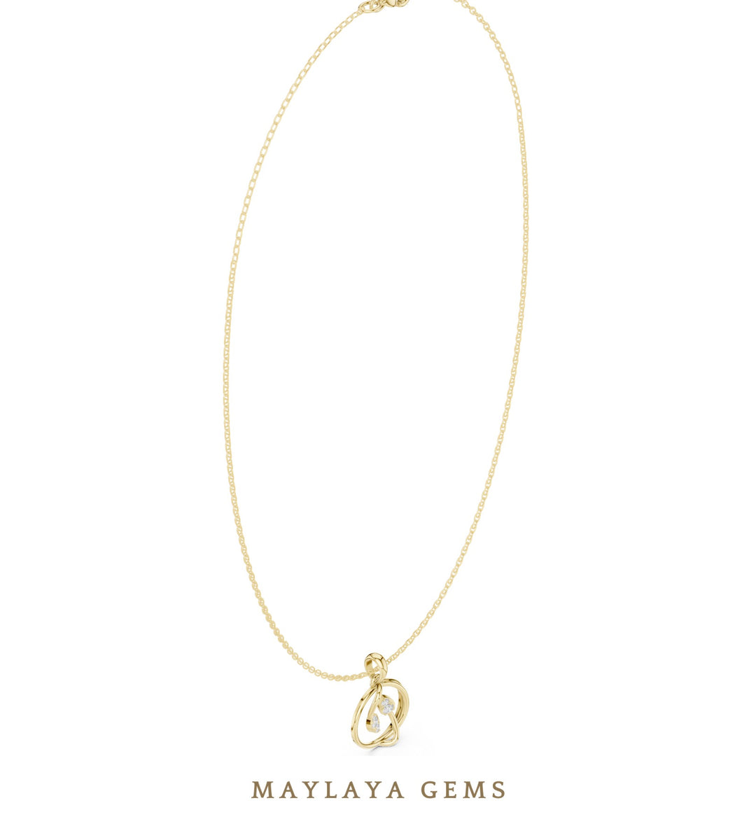 Maylaya Gems pendant in yellow gold - pendant only, chain not included