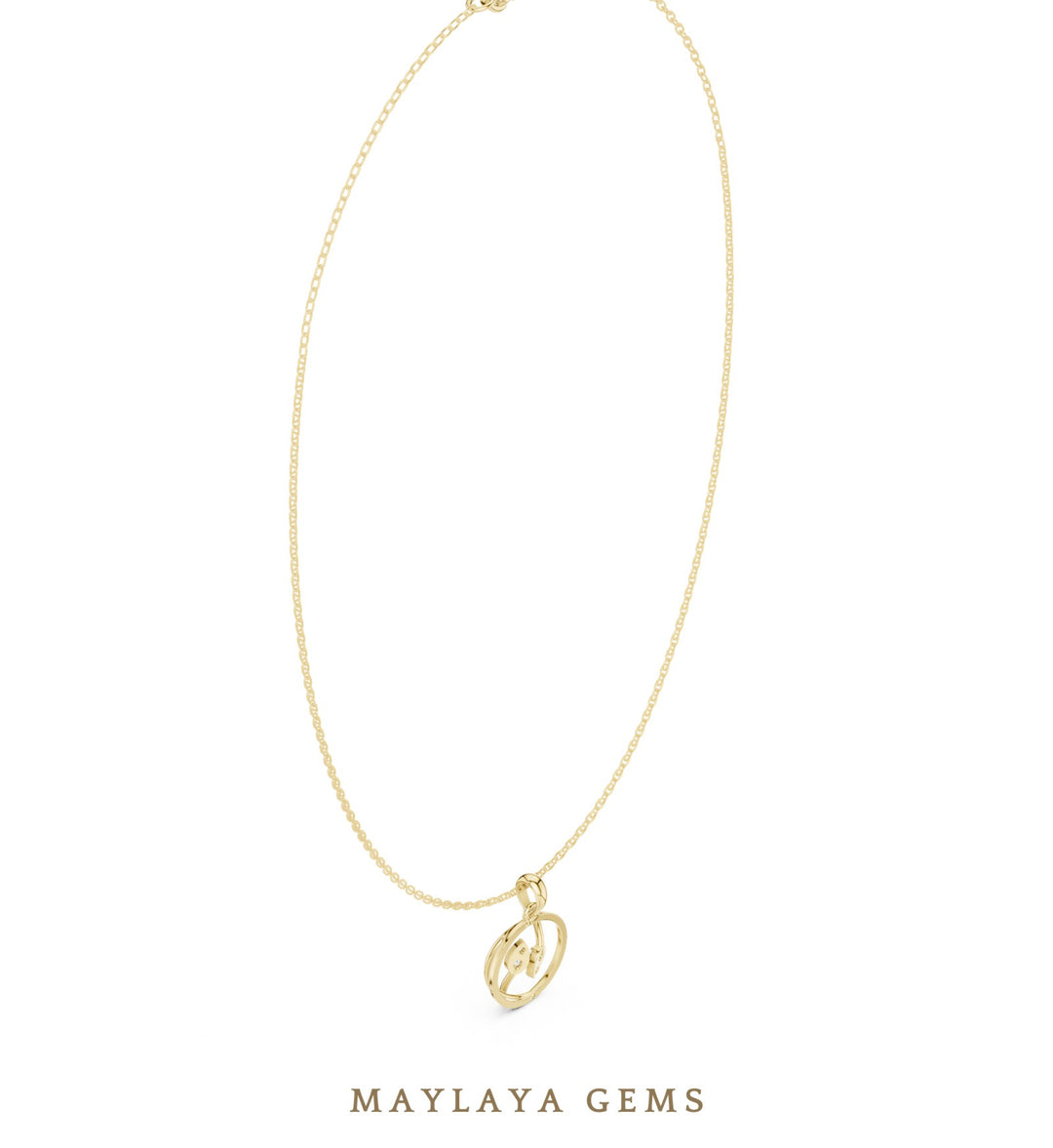 Maylaya Gems pendant in yellow gold - pendant only, chain not included