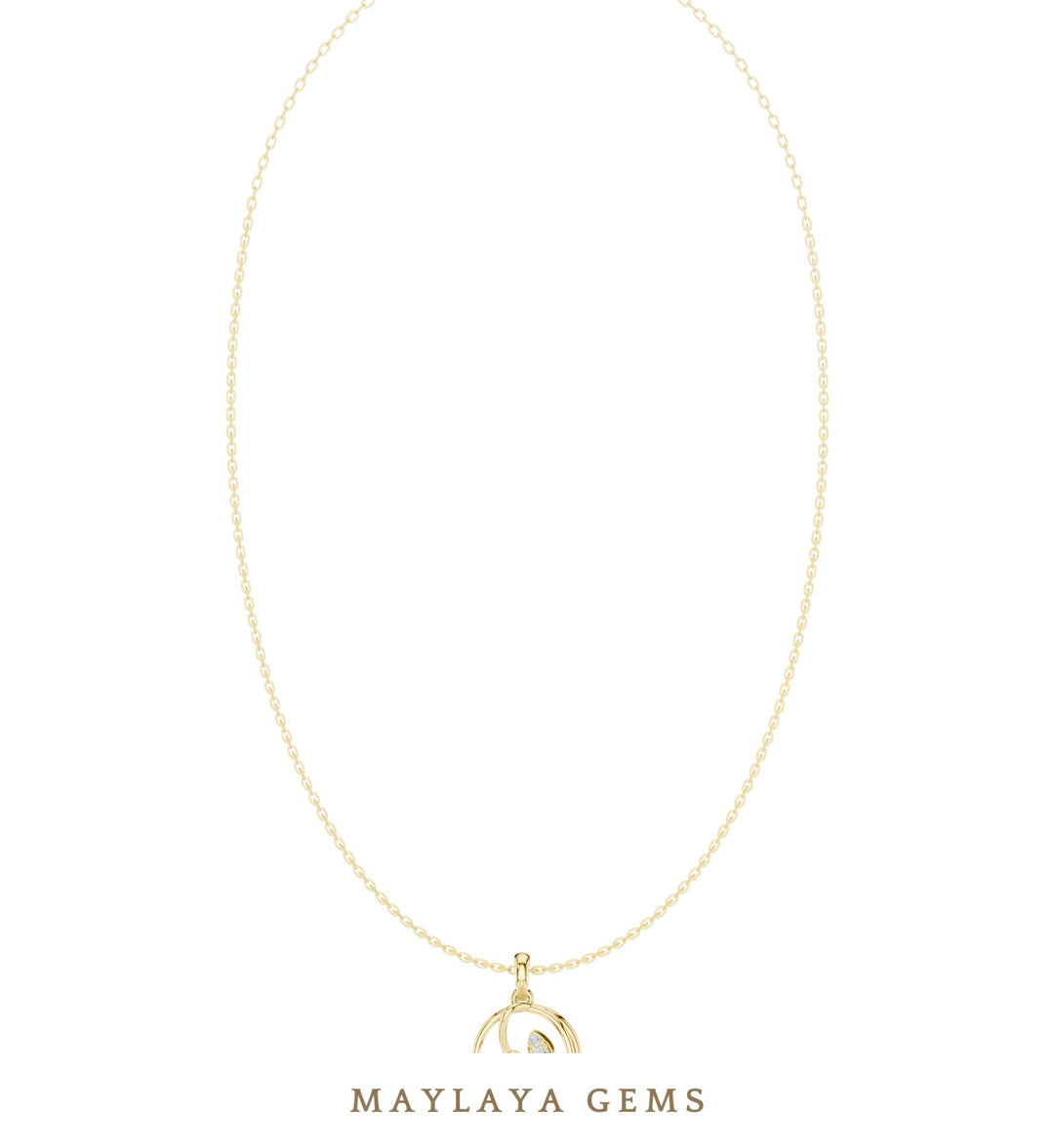 Maylaya Gems pendant in yellow gold - pendant only, chain not included