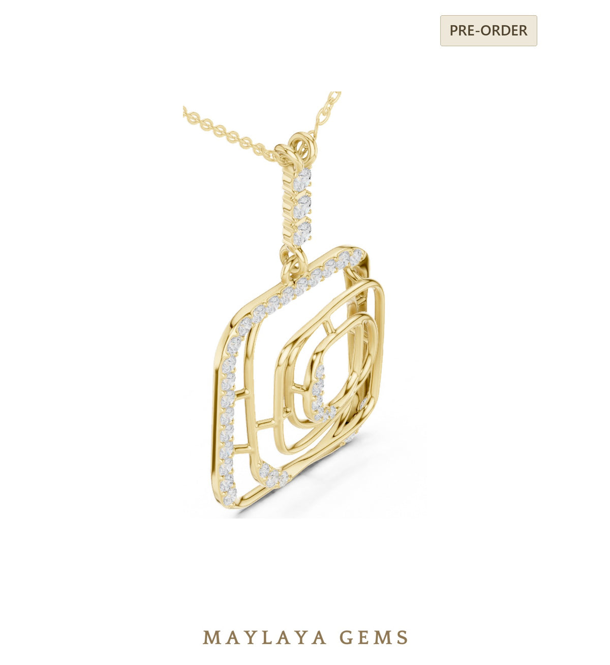 Maylaya gems pendant in yellow gold   pendant only, chain not included