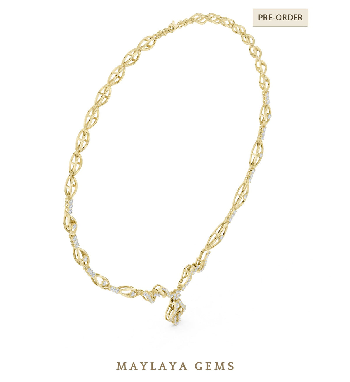 Maylaya gems necklace in yellow gold