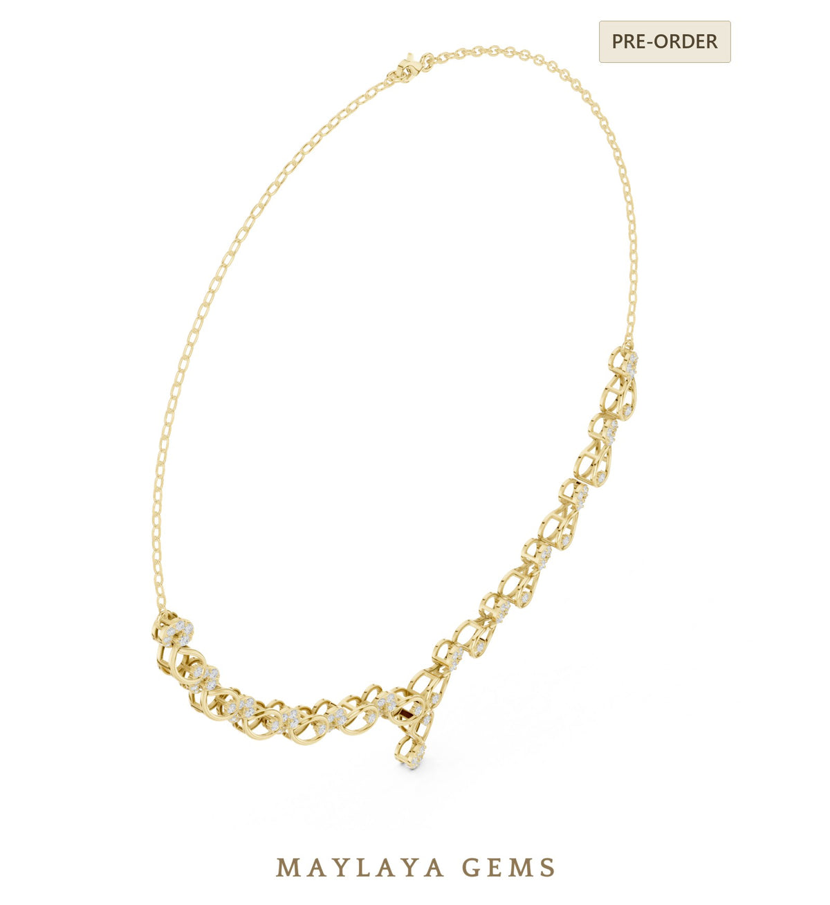 Maylaya gems necklace in yellow gold