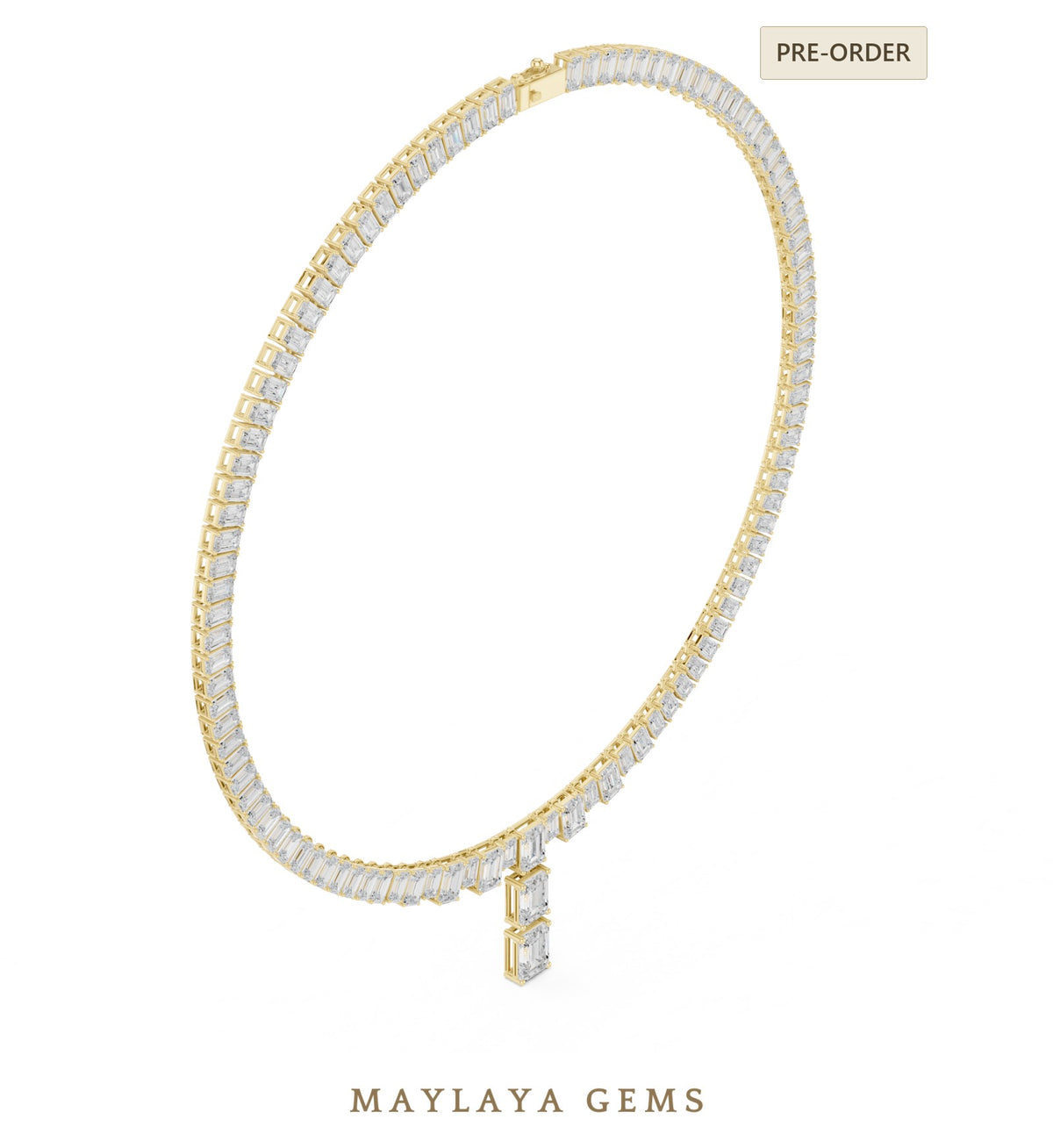 Maylaya gems necklace in yellow gold