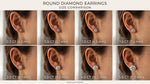 Load image into Gallery viewer, Maylaya Gems round diamond earring size reference — carat weight per stone and approximate millimetre dimensions, not total pair weight.
