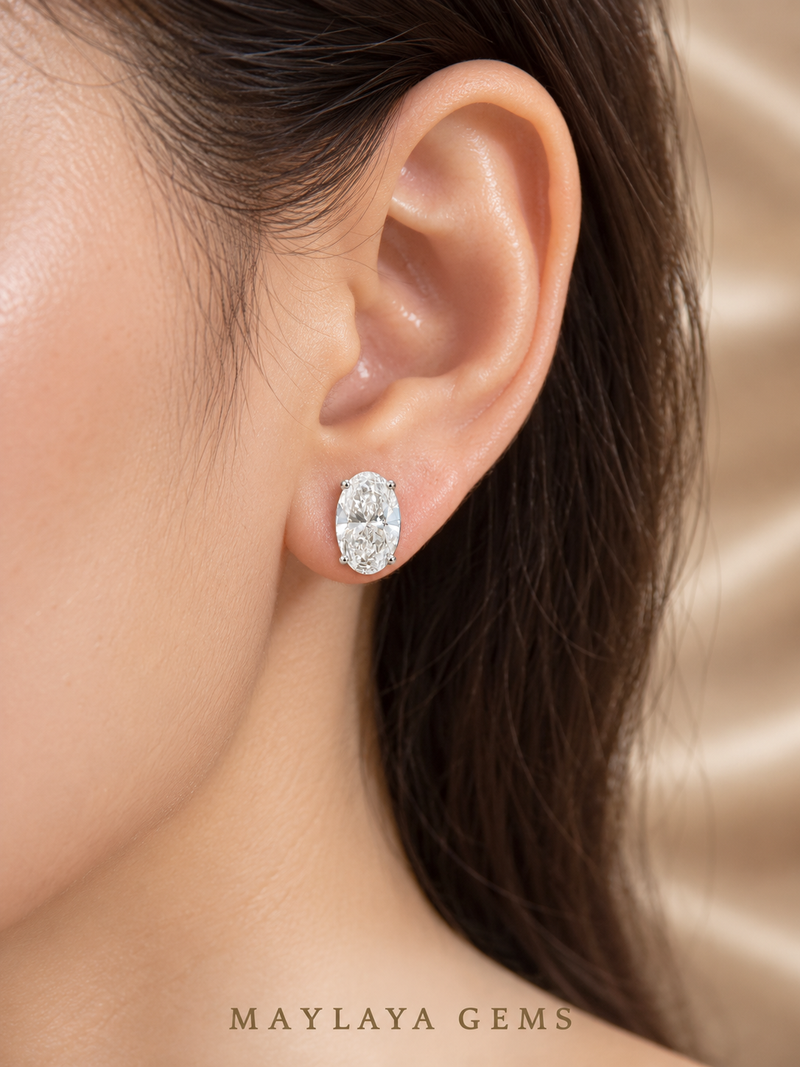 Maylaya Gems SPS6 earrings worn on a model's ear