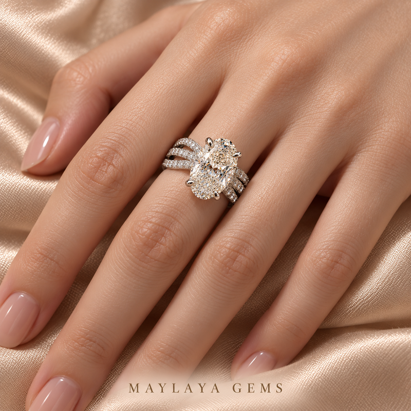 Maylaya Gems STK50 ring worn on a model's hand — realistic angle and fit