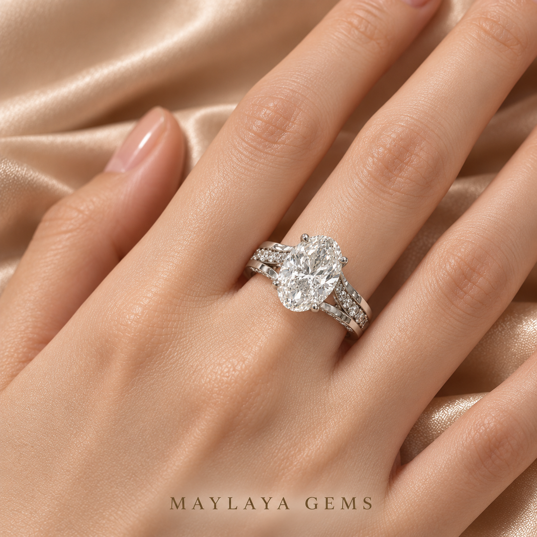 Maylaya Gems STK55 ring worn on a model's hand — realistic angle and fit