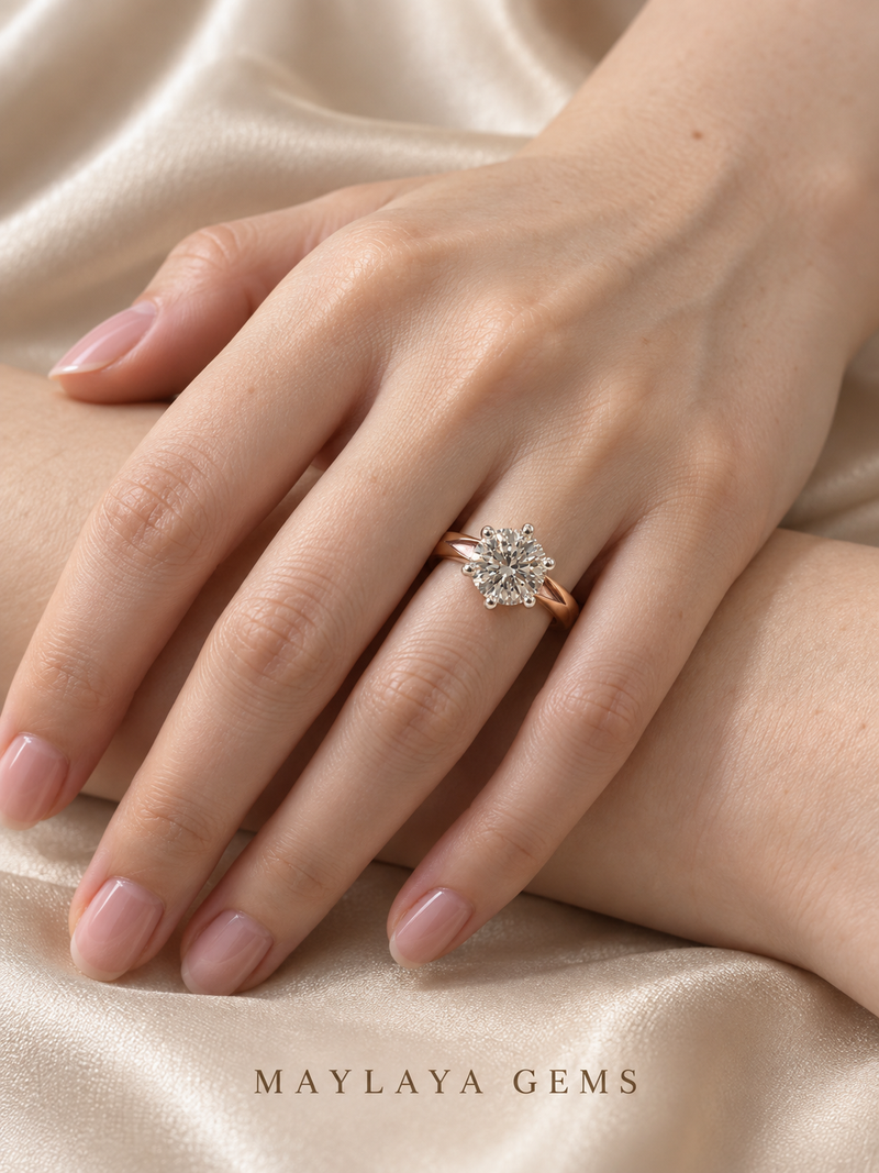 Maylaya Gems Stk66 ring on a female model hand