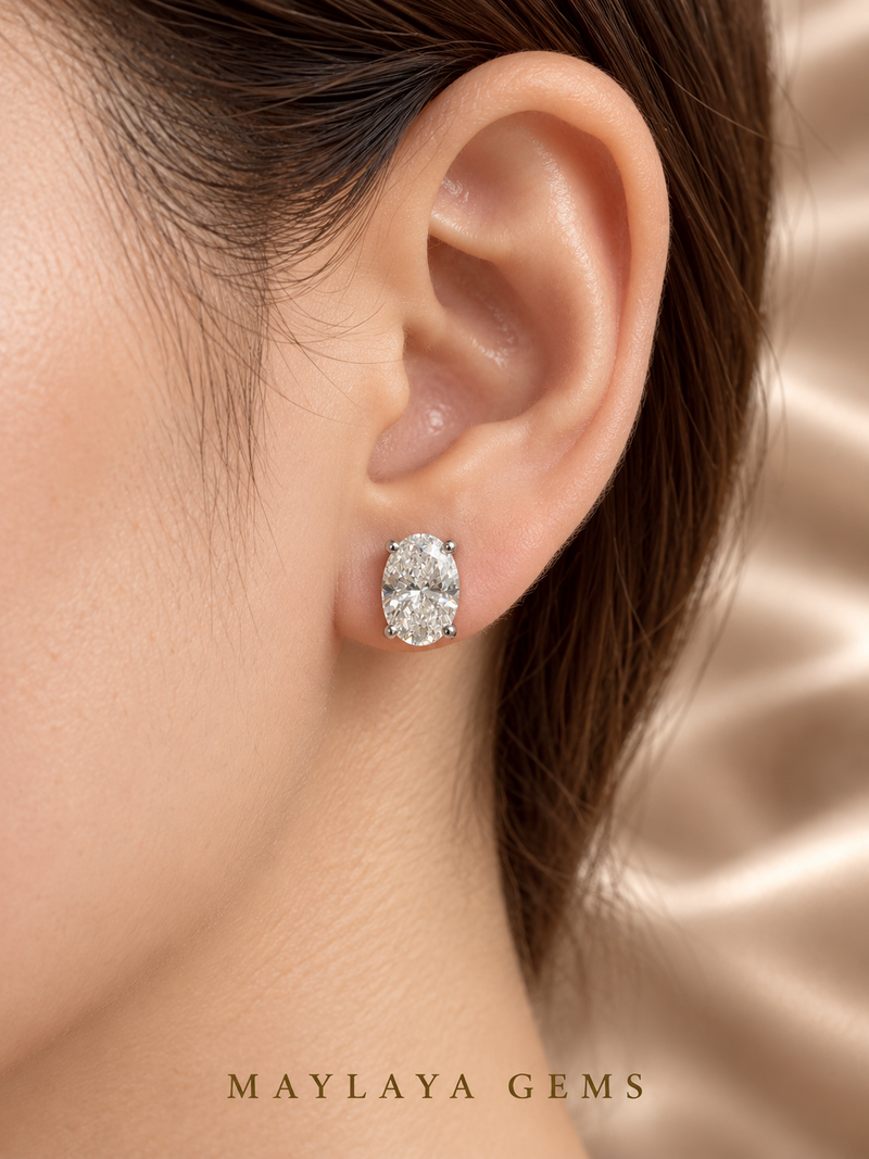 Maylaya Gems Stk id-130 earrings worn on a model's ear