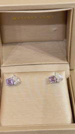 Load and play video in Gallery viewer, Maylaya Gems MGP8 natural gemstone and pear diamond stud earrings — muted 1080p video
