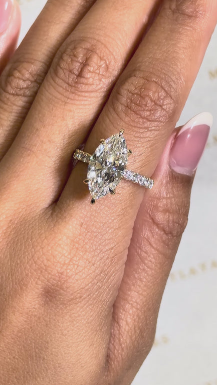 Maylaya Gems M185 marquise diamond ring worn on hand — muted product video